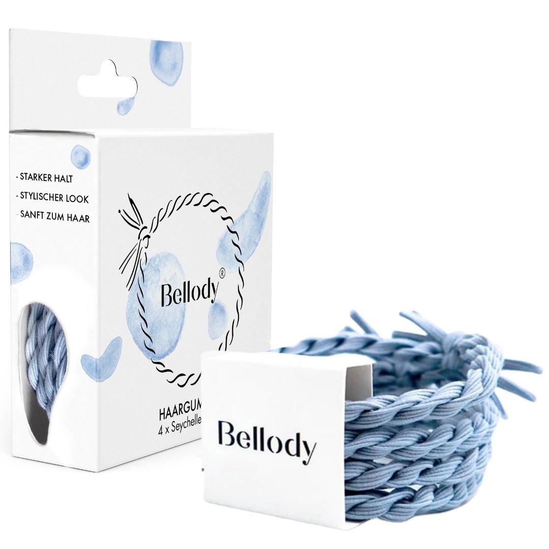 Geflochtene Haargummis Hellblau 4er Set