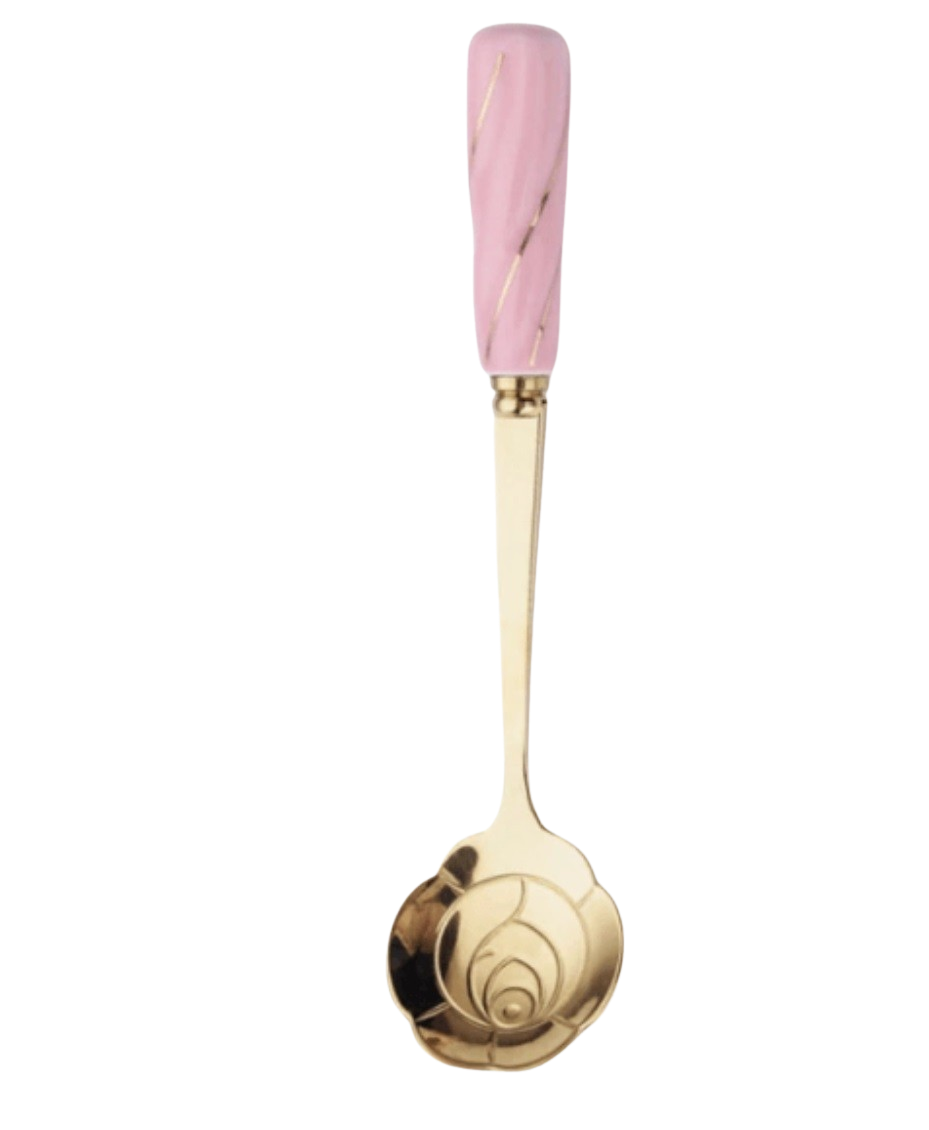 Dessertlöffel Edelstahl mit Keramikgriff Rose Pink