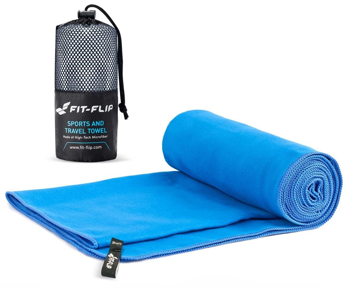 Mikrofaser Handtuch schnelltrocknend mit Tasche 90x180cm Blau