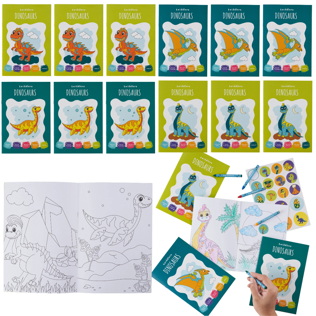 Malbuch Mini mit Sticker Dinosaurier 12 Stück