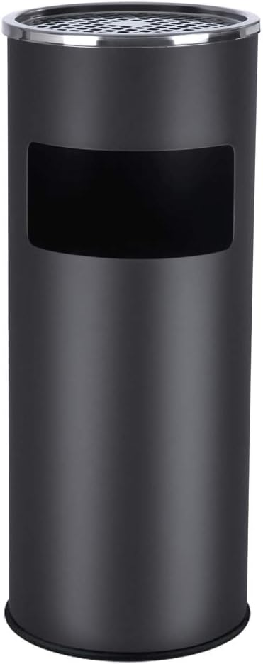 Standaschenbecher 30L Schwarz Metall Aussen