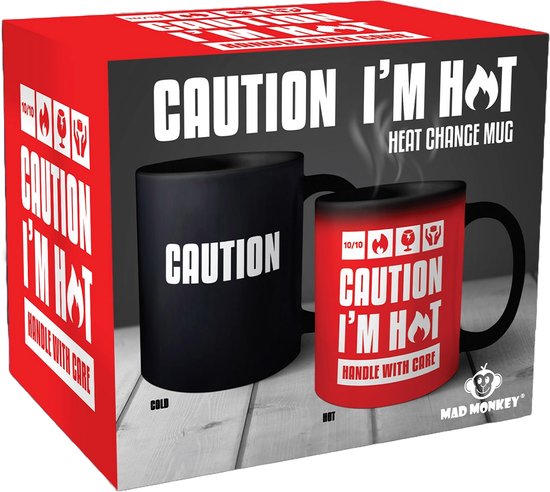 Tasse Caution I am Hot mit Farbwechsel