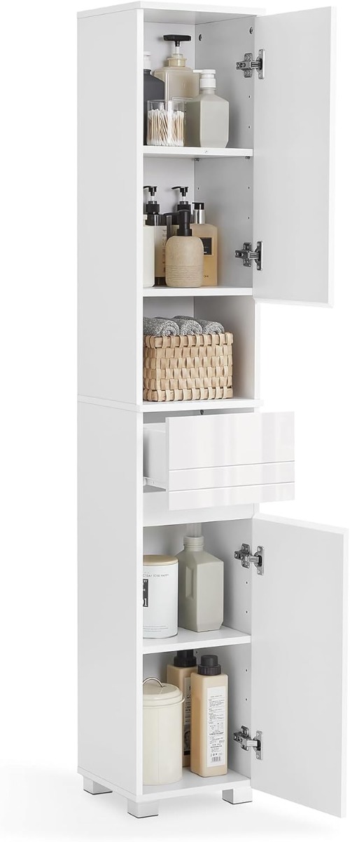 Badezimmerschrank mit Schublade verstellbar Wolkenweiss