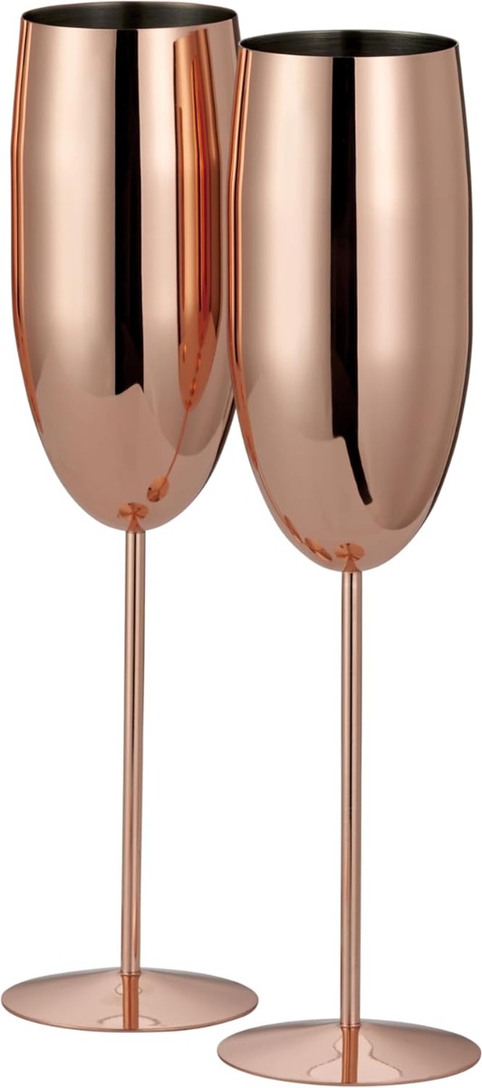 Edelstahl Sektgläser Flute Roségold 2er-Set