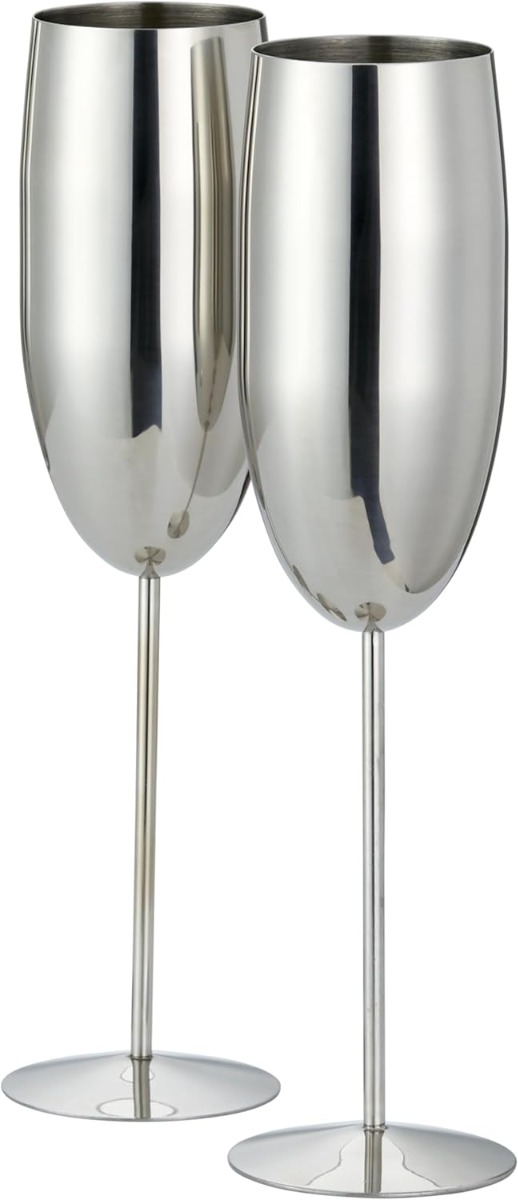 Edelstahl Sektgläser Flute Silber 2er-Set