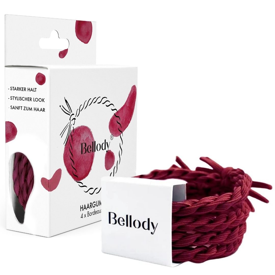 Geflochtene Haargummis Rot 4er Set