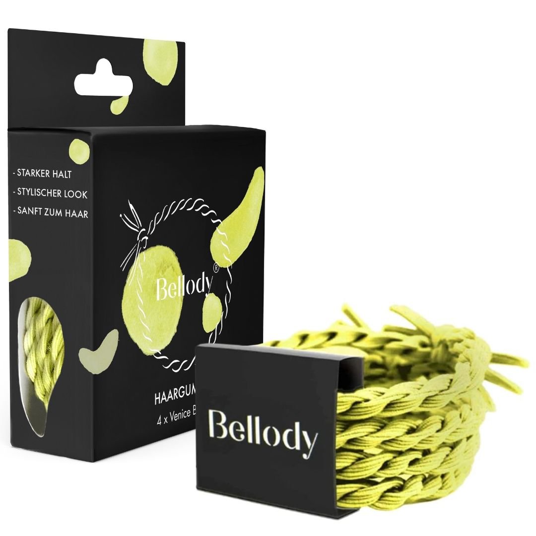 Geflochtene Haargummis Gelb 4er Set