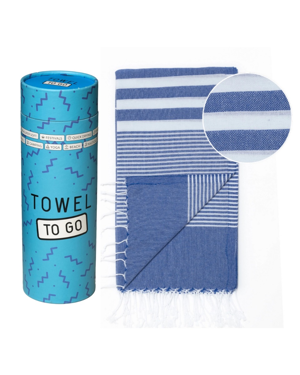 Malibu Strandtuch Baumwolle Hamamtuch 180x100cm Blau gestreift