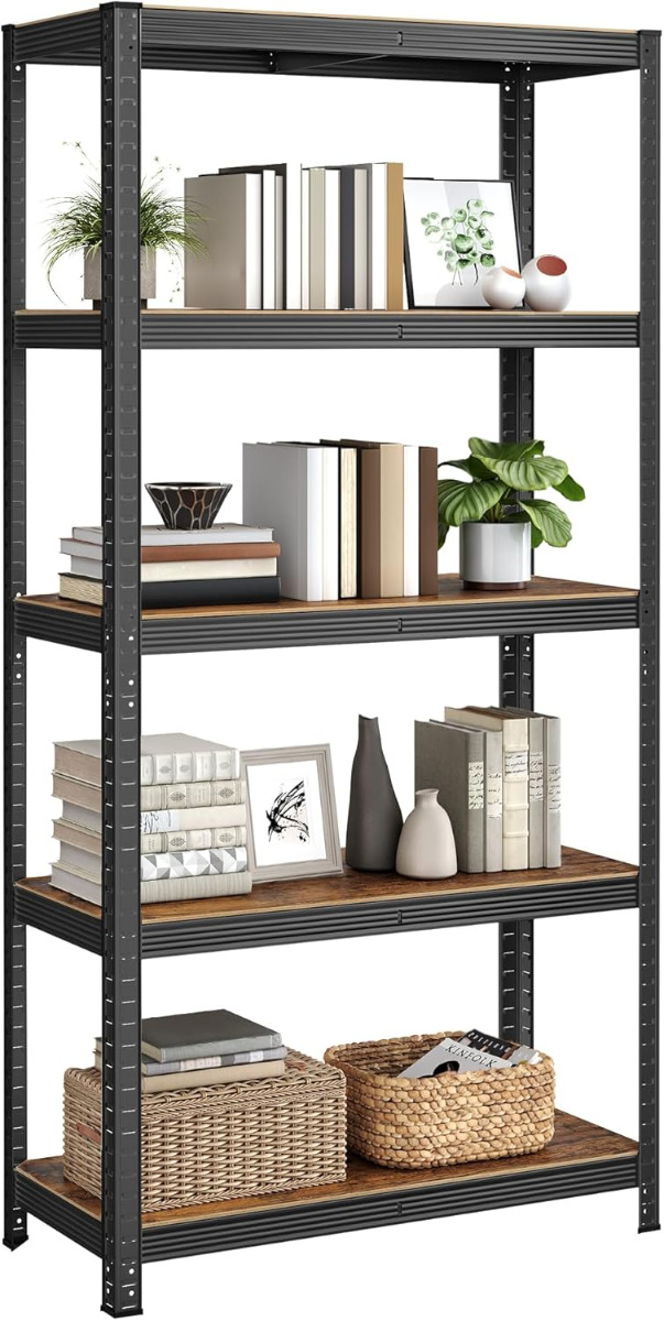 Standregal Industrie-Design mit 5 Ablagen Vintagebraun-Schwarz