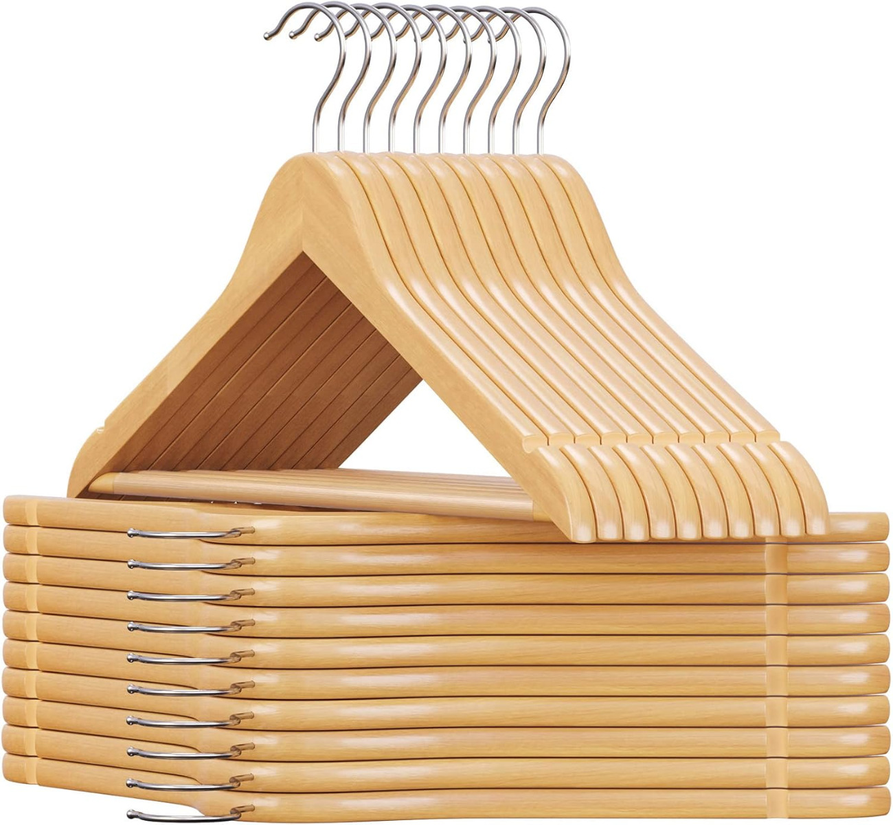 Kleiderbügel Holz 20er Set Einkerbungen im Schulterbereich