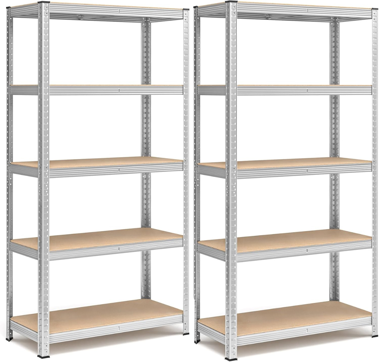 Schwerlastregal 2er Set mit Stahlgestell silbern