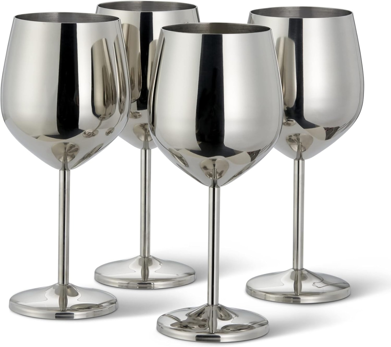 Edelstahl Weingläser Silber 4er-Set