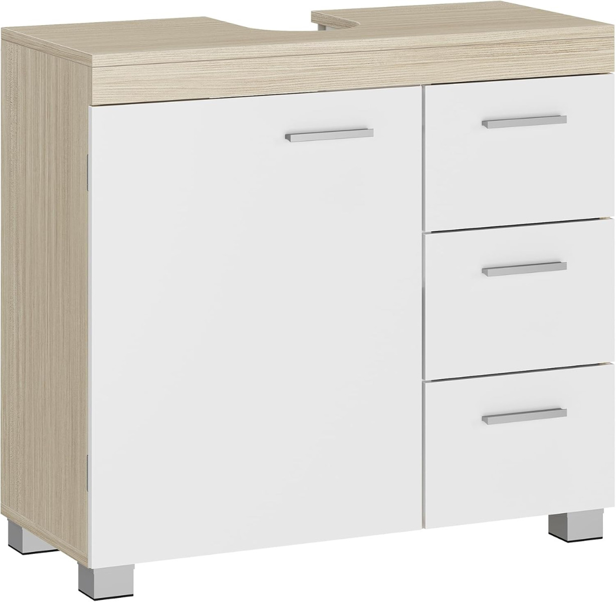 Waschbeckenunterschrank mit Schubladen wolkenweiss-naturbeige