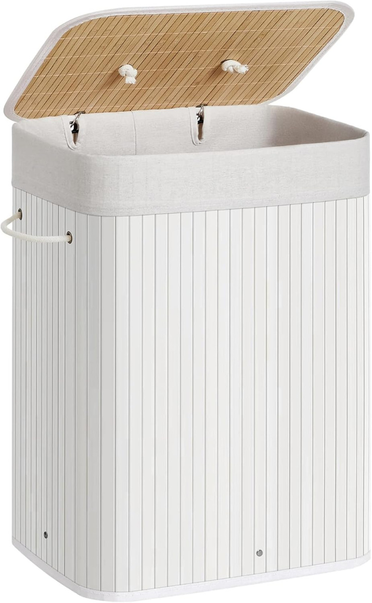 Wäschekorb Wäschesammler Bambus 72l weiss