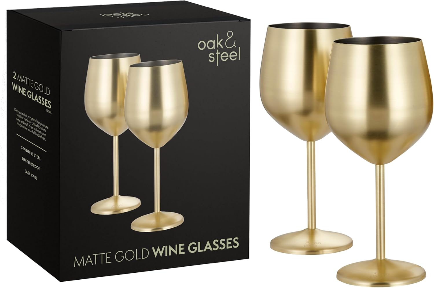 Edelstahl Weingläser Gold Matt 2er-Set