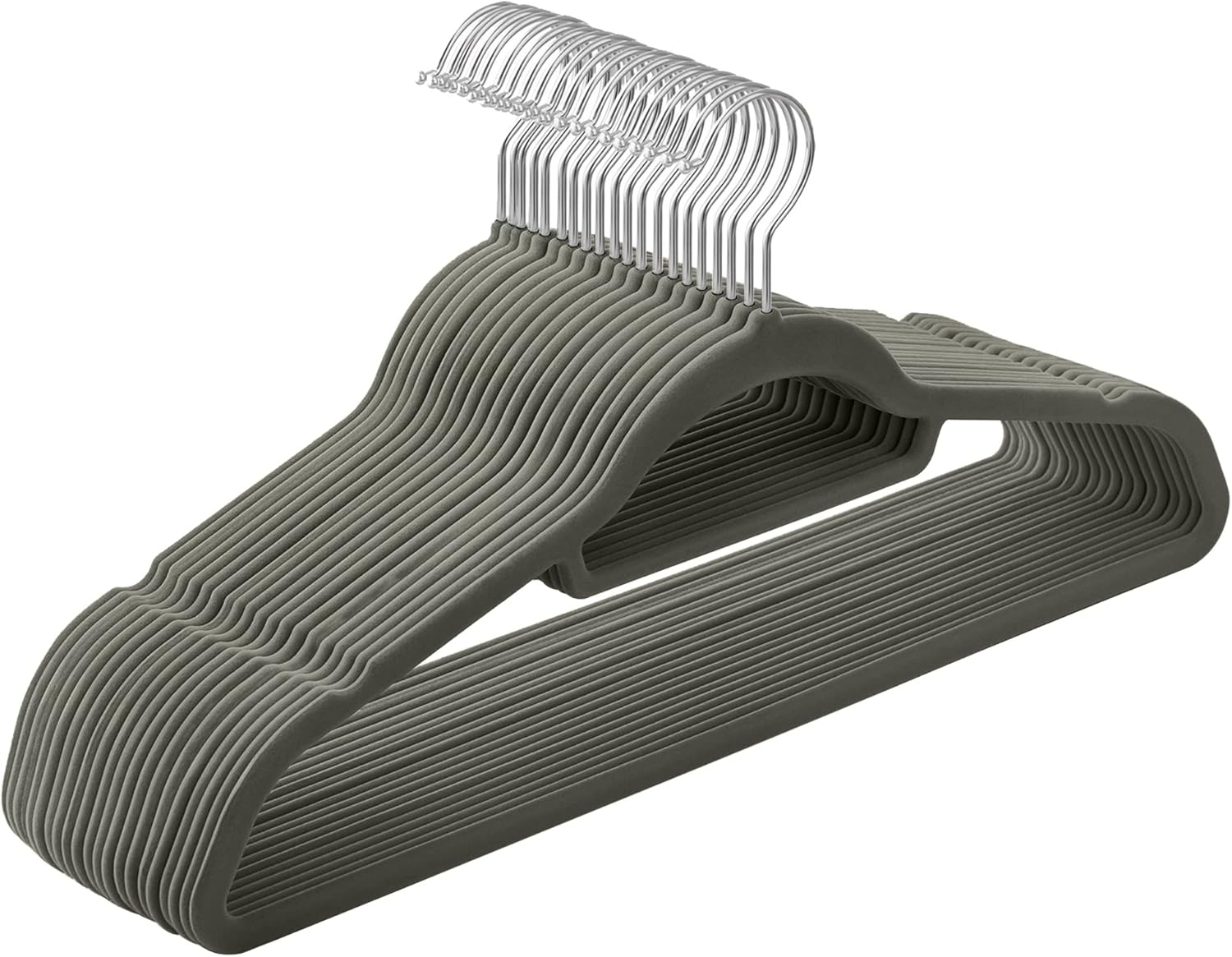 Kleiderbügel Samt 20er Set Silber-Grau