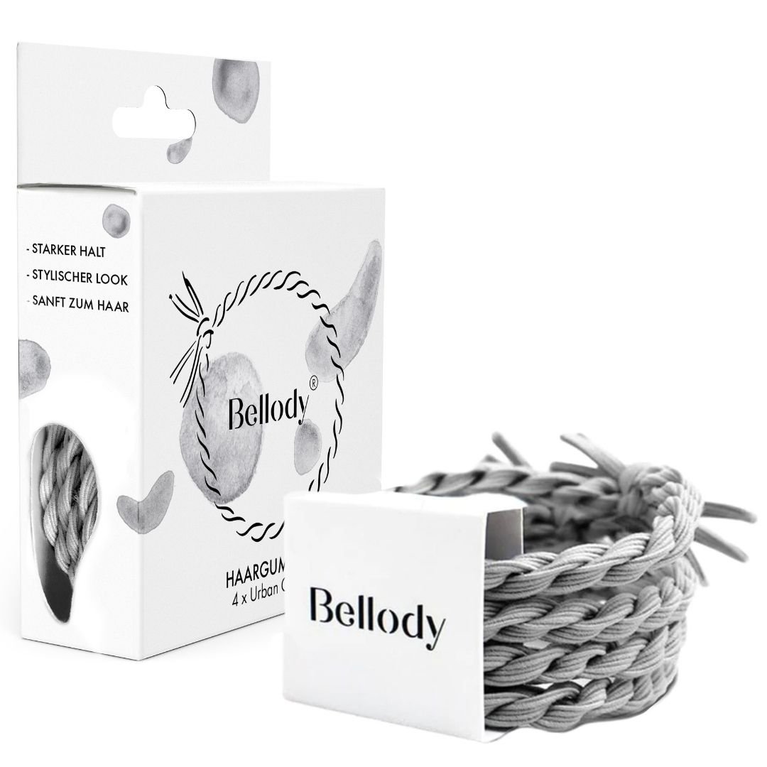 Geflochtene Haargummis Grau 4er Set