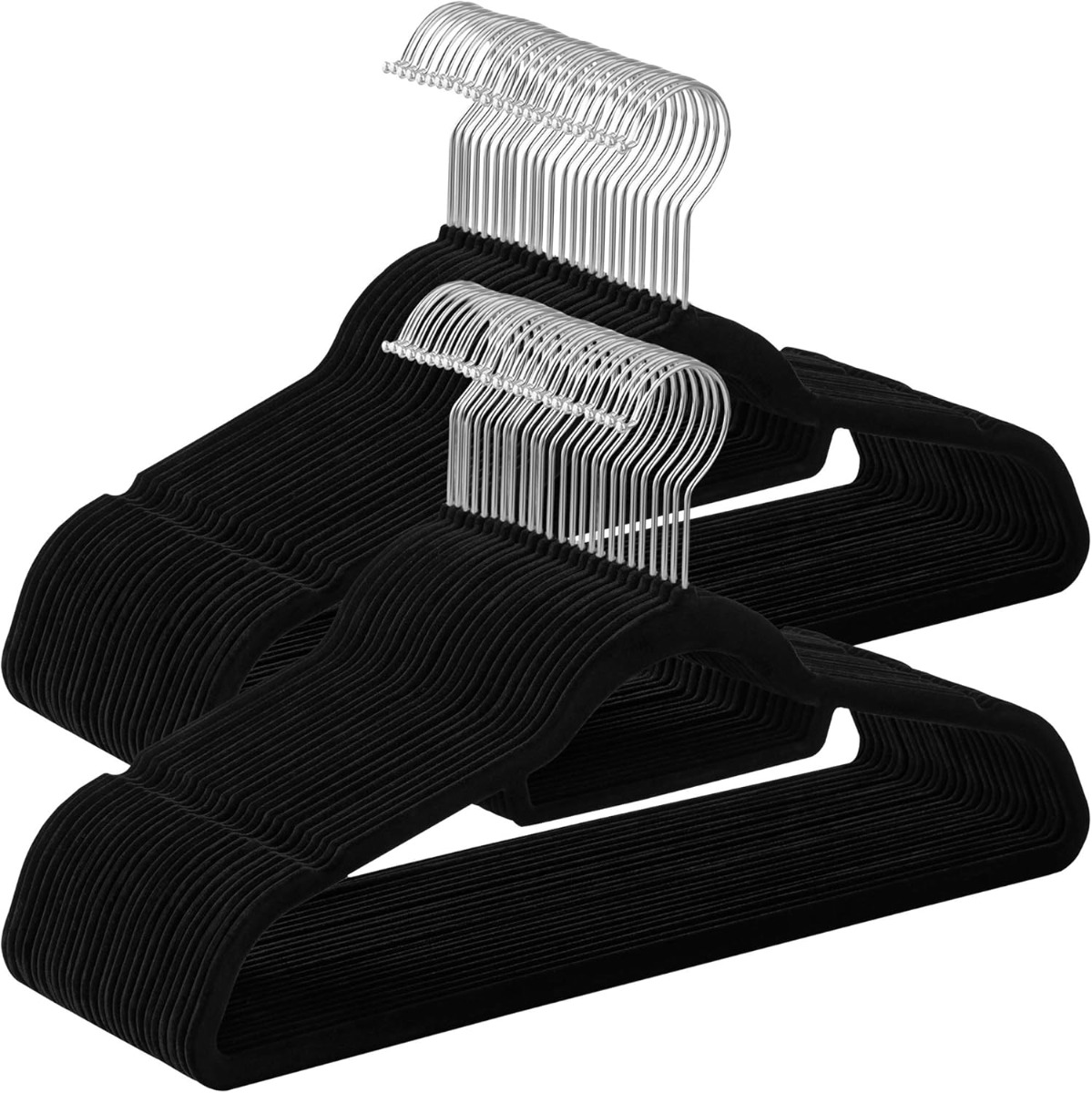 Kleiderbügel Samt 50er Set Schwarz