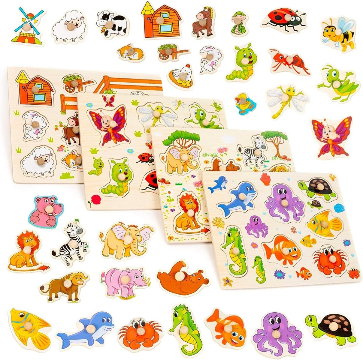 Steckpuzzle 4er Set Wildlife Holz