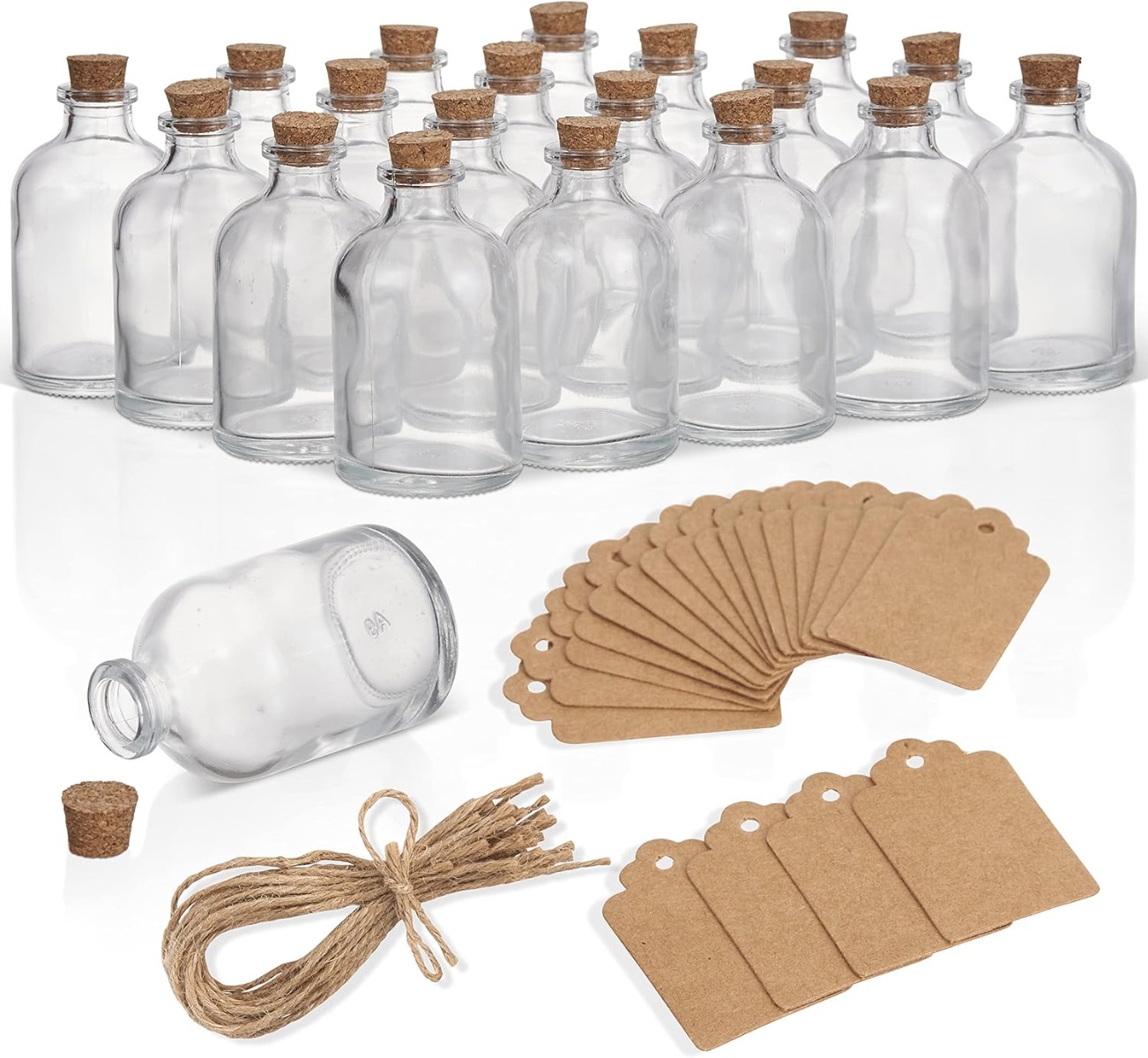 Glasflasche mit Korkstopper mini 20 Stück