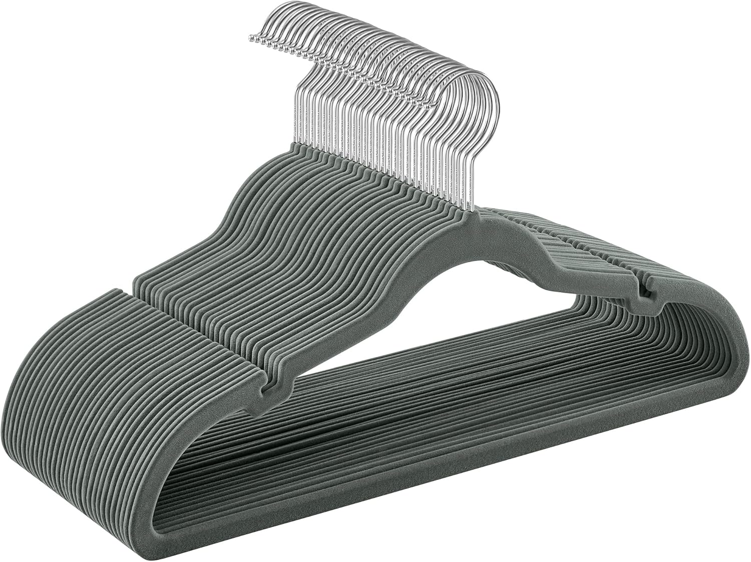 Kleiderbügel Samt 30er Set rutschfest Grau