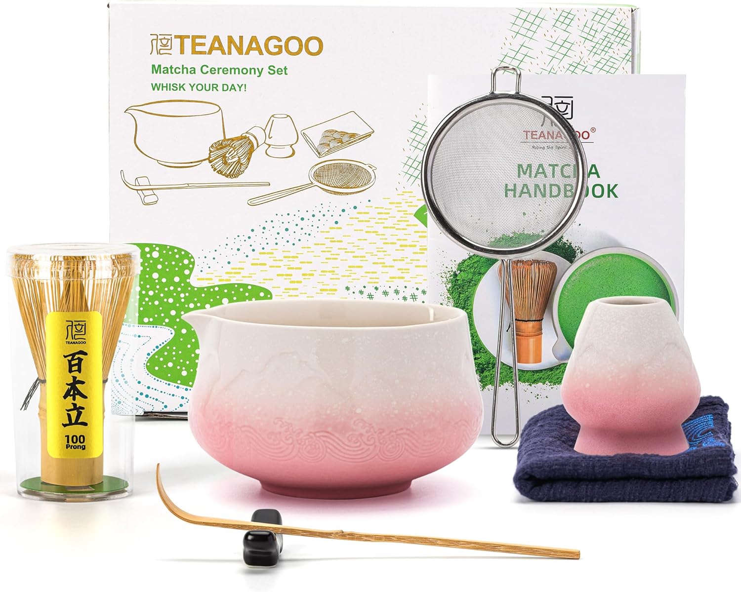 Matcha Set Pink Berg mit Ausgiessschale 7-tlg.