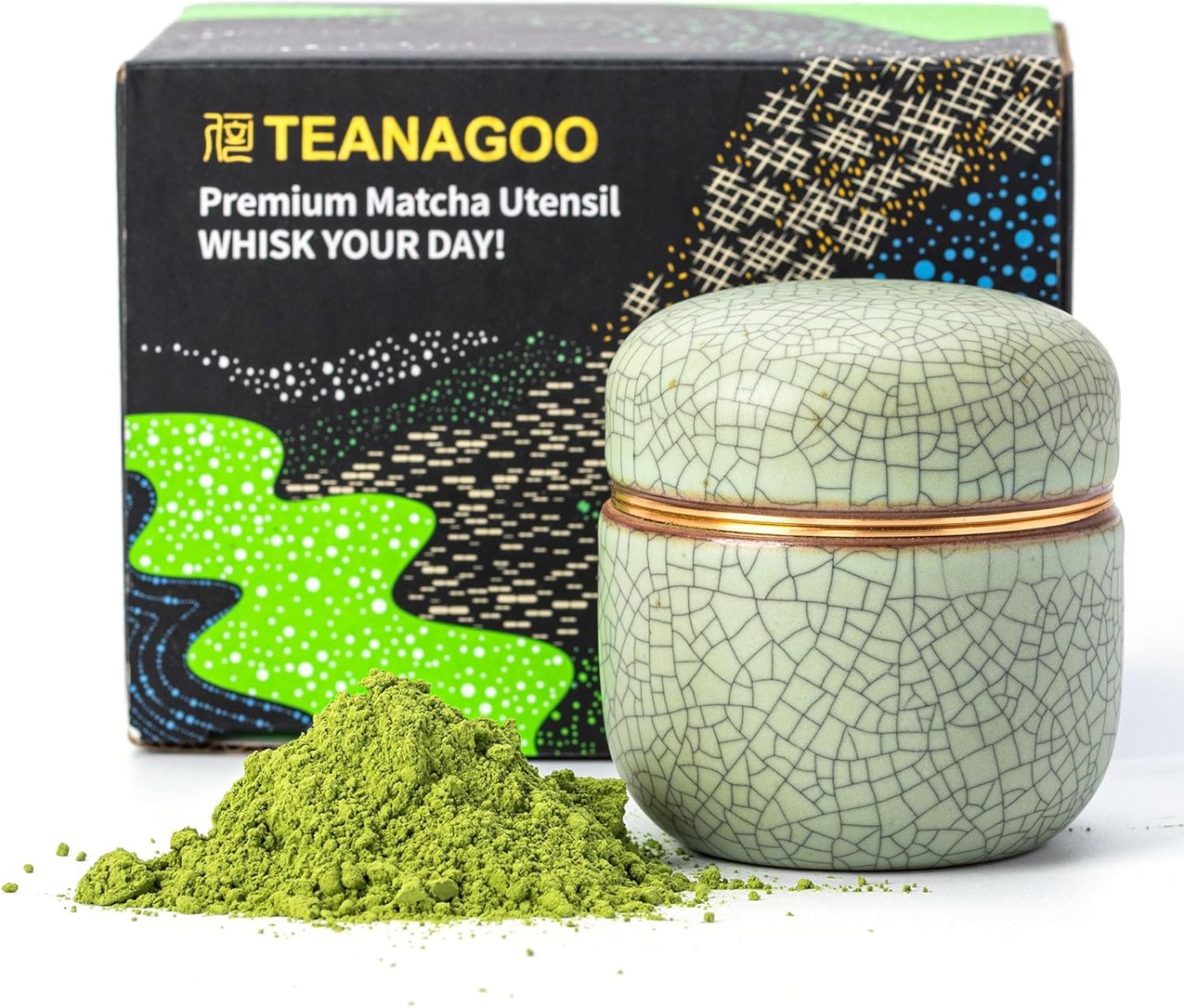 Teedose für Matchapulver Hellgrün