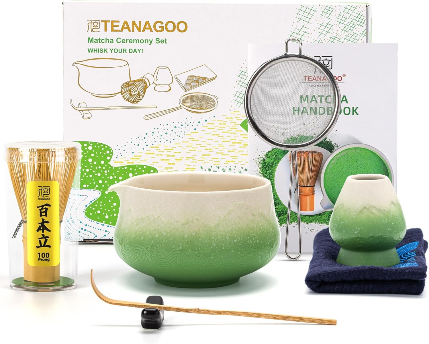 Matcha Set Grün Berg mit Ausgiessschale 7-tlg.