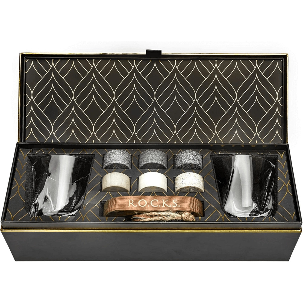 Twist Whiskeygläser mit Kühlsteinen Geschenkset