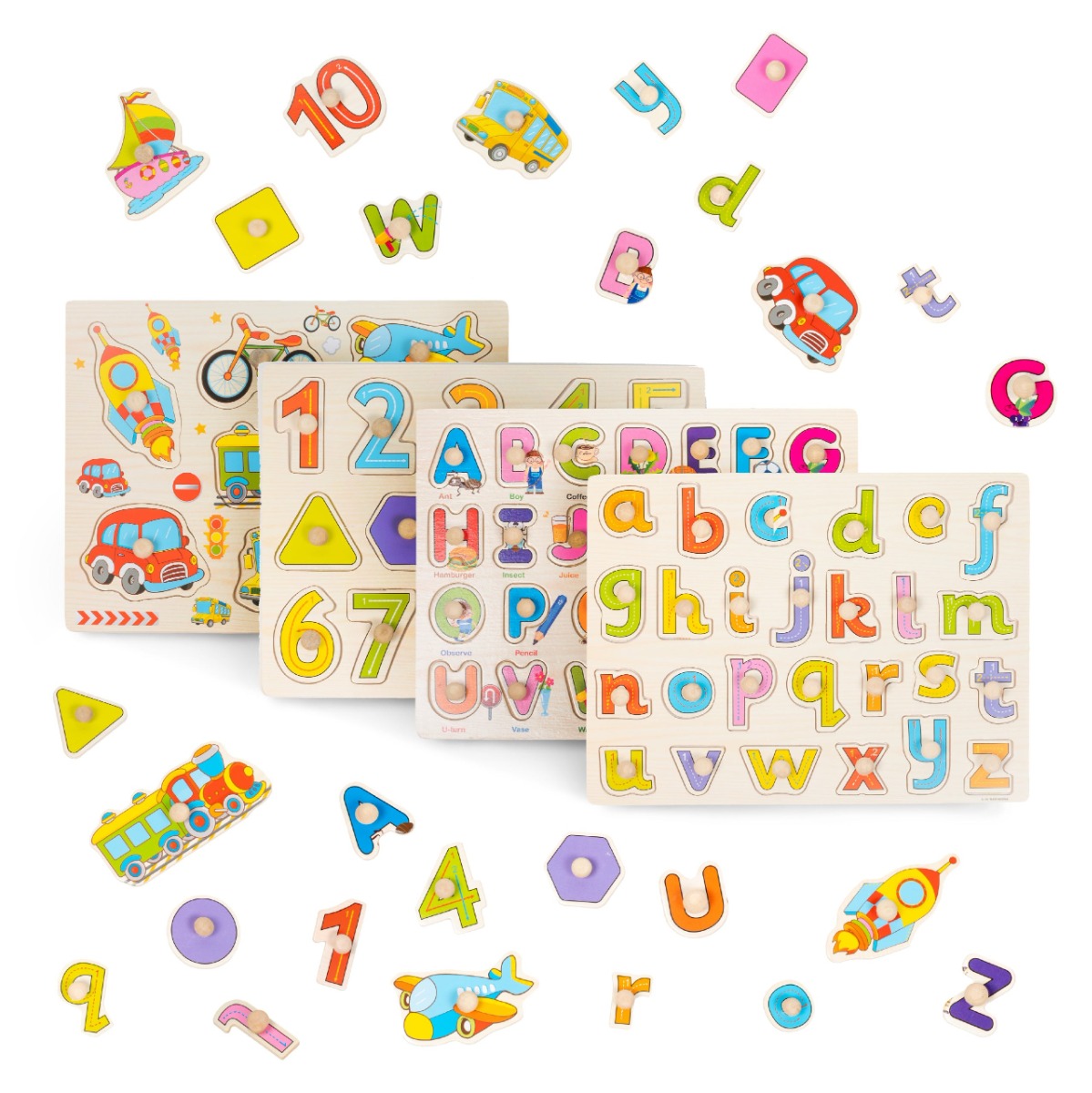 Steckpuzzle 4er Set frühes Lernen Holz