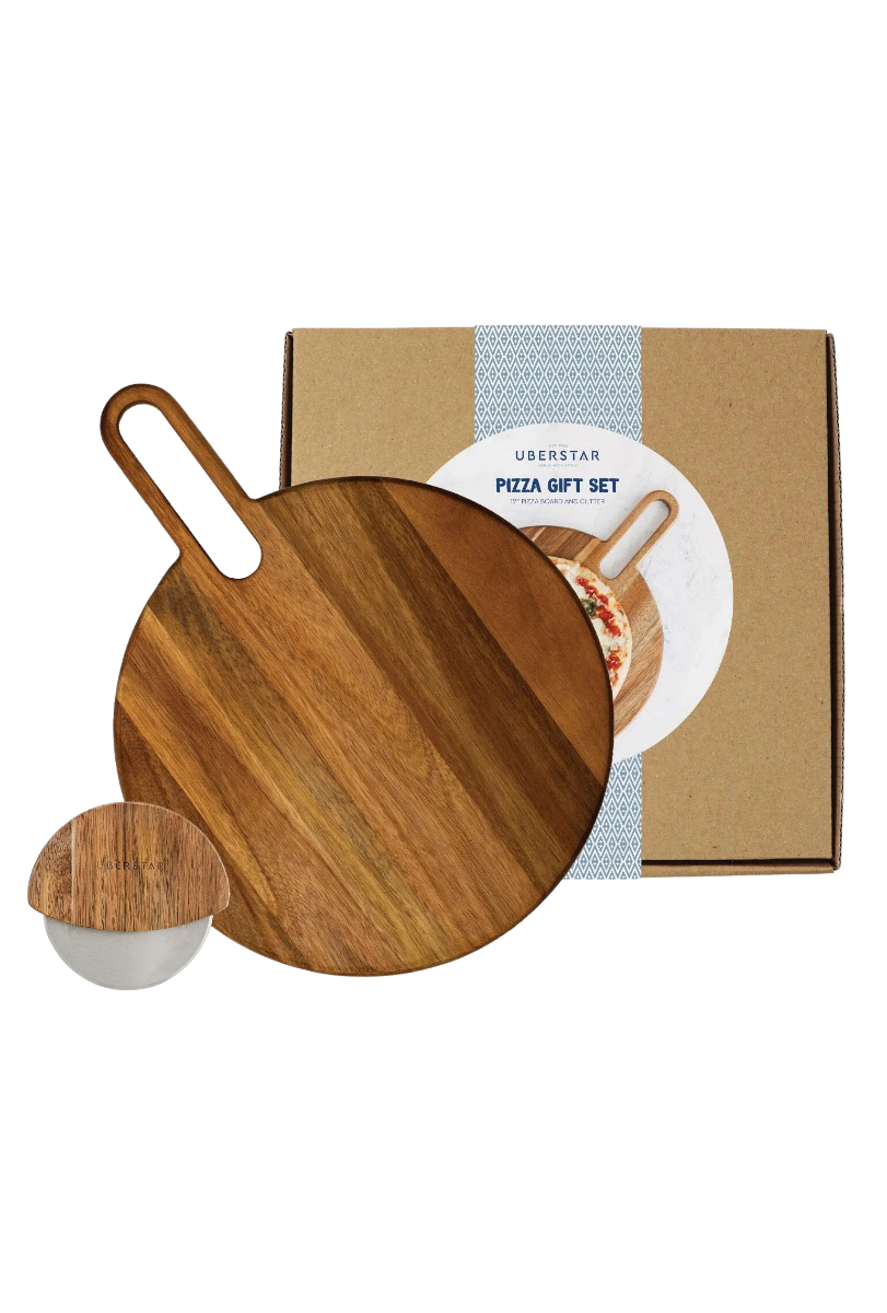 Pizzaschneider Geschenkset natur