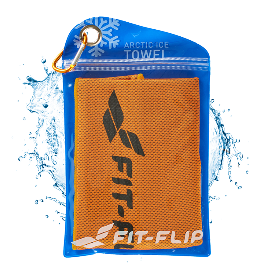 Airflip Towel Kühlhandtuch Mikrofaser mit Tasche 100x30cm Orange