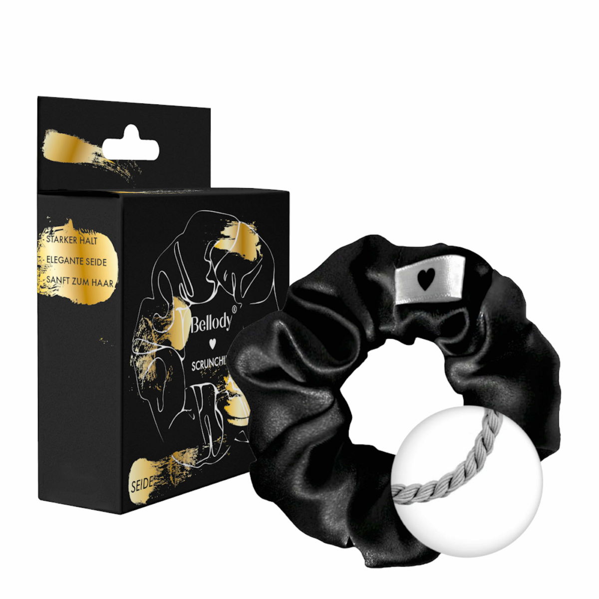 Seiden-Scrunchie Schwarz