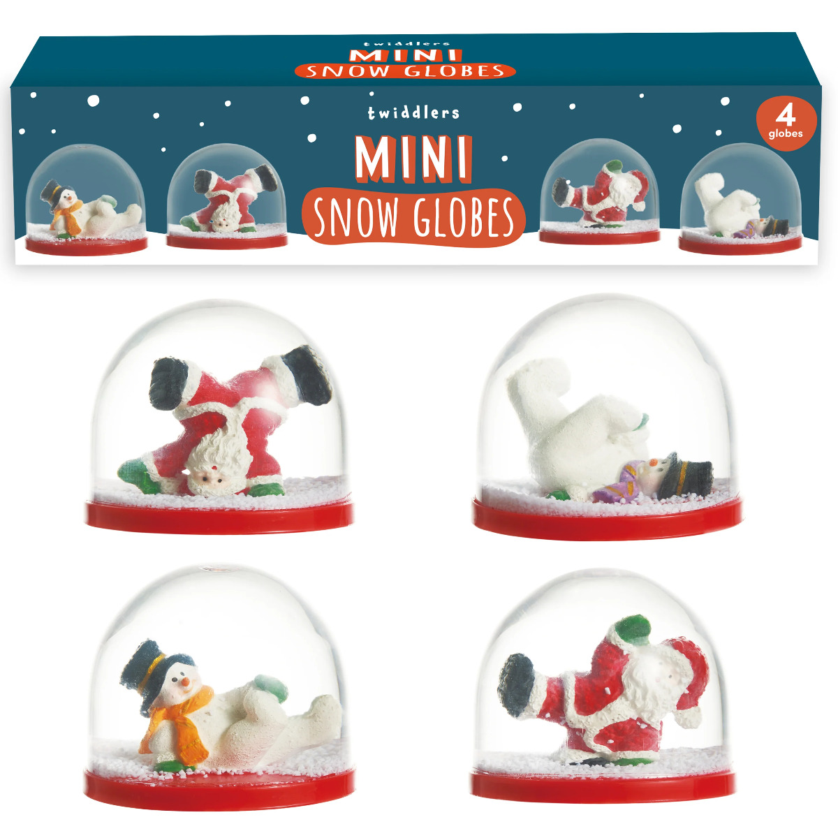 Schneekugel Mini Weihnachten Santa & Schneemann 4 Stück