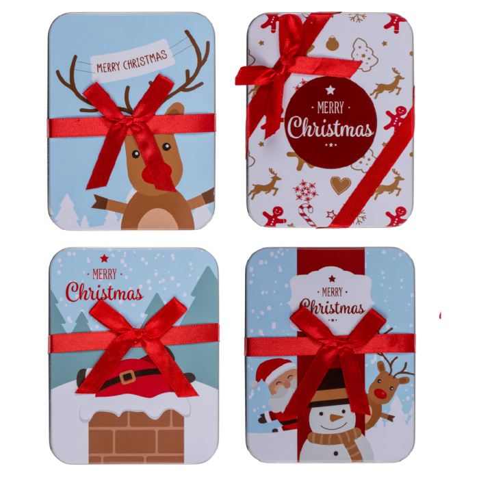 Kleine Geschenkbox aus Metall assortiert 4 Designs