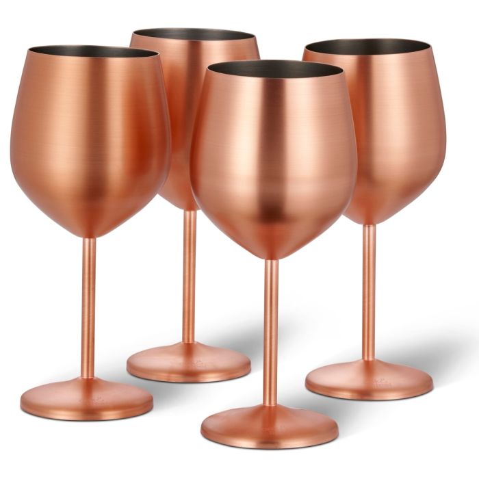 Edelstahl Weingläser Roségold Matt 4er-Set