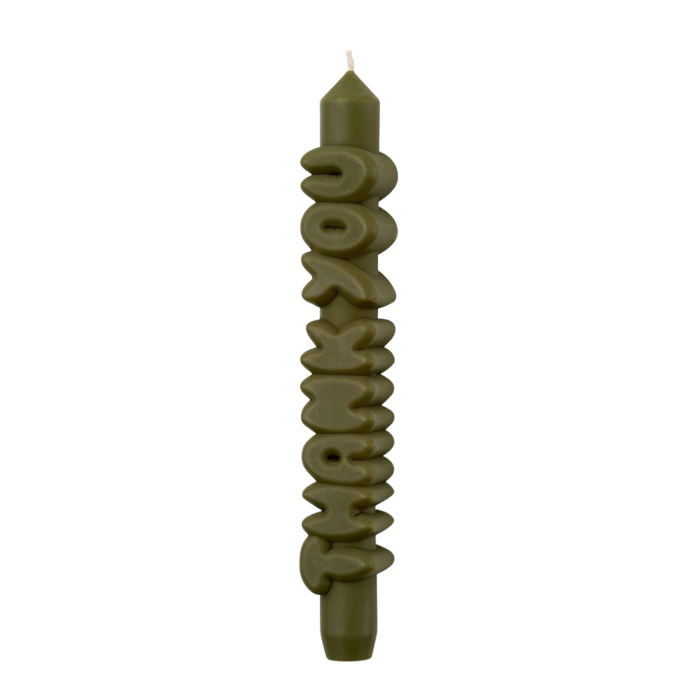Kerze Taper candle THANK YOU Olive Green