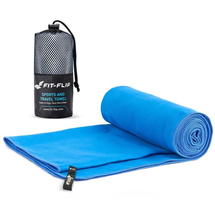 Mikrofaser Handtuch schnelltrocknend mit Tasche 100x200cm Blau