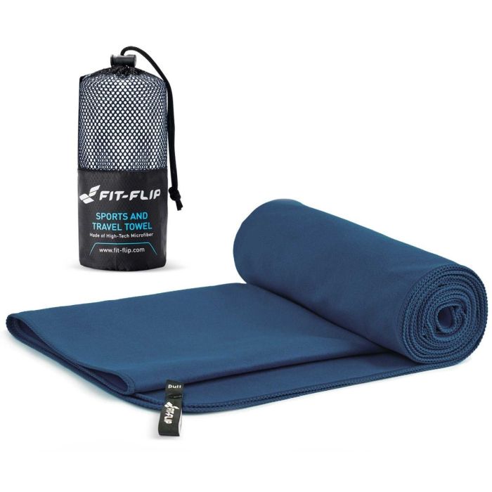 Mikrofaser Handtuch schnelltrocknend mit Tasche 40x80cm Marineblau