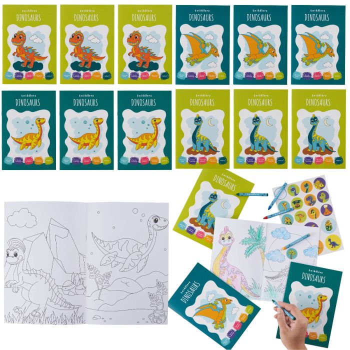 Malbuch Mini mit Sticker Dinosaurier 12 Stück