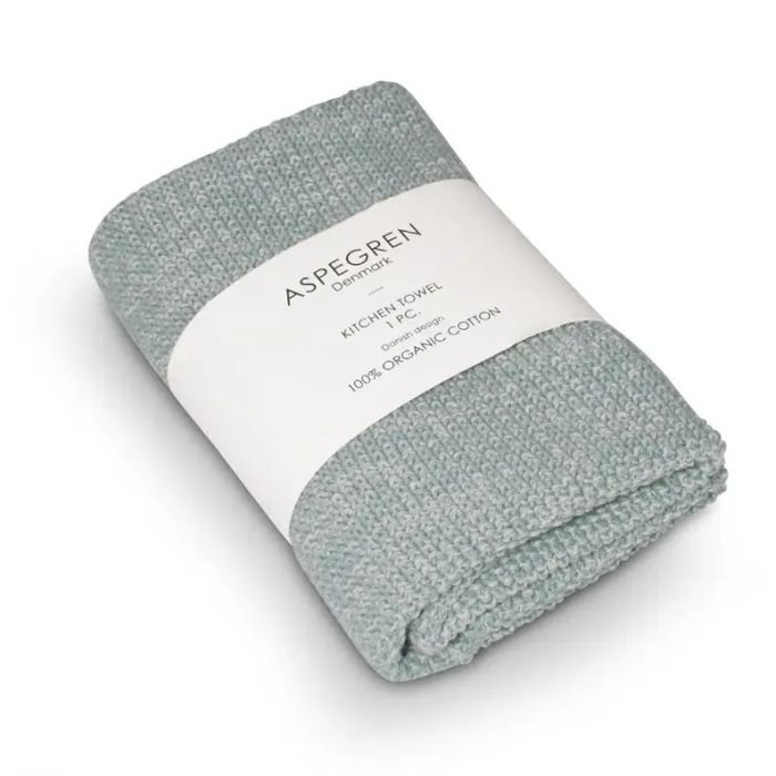 Küchentuch 100 % Bio-Baumwolle, Gestrickt, Helles Seegrün