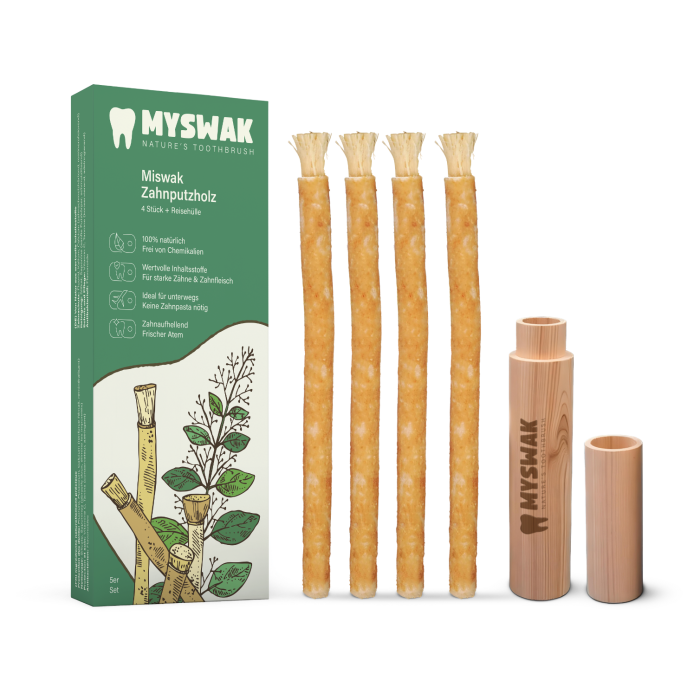 Miswak Zahnputzholz 4 Stück + Reisehülle