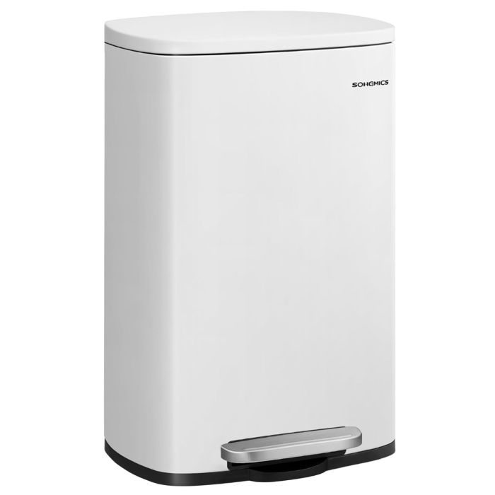 Pedal-Abfalleimer 50L gedämpft weiss Stahl