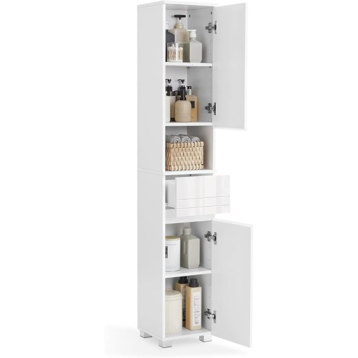 Badezimmerschrank mit Schublade verstellbar Wolkenweiss