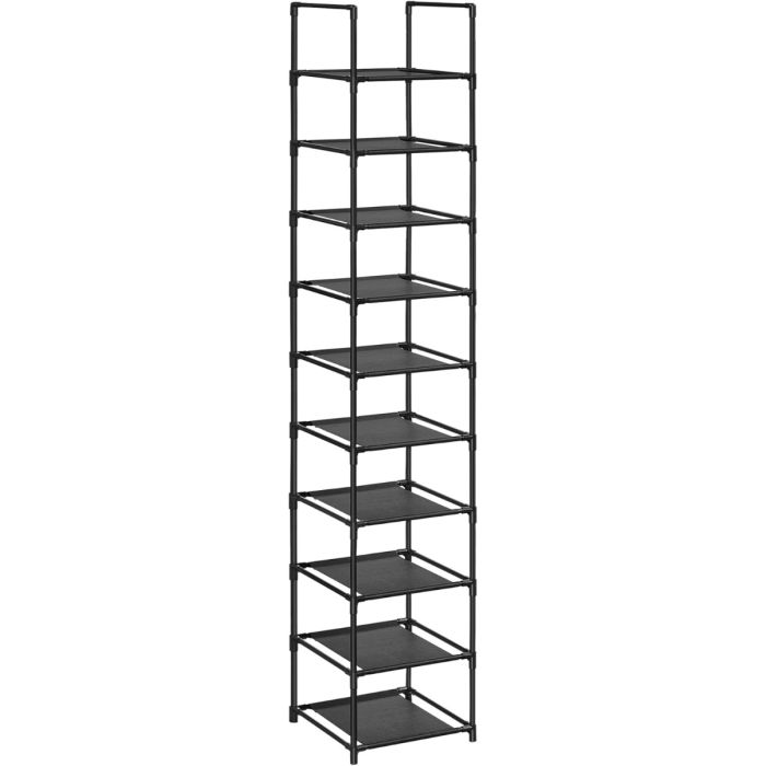 Schuhregal Metallgestell 10 Ebenen, 33 x 33 x 173 cm, Schwarz