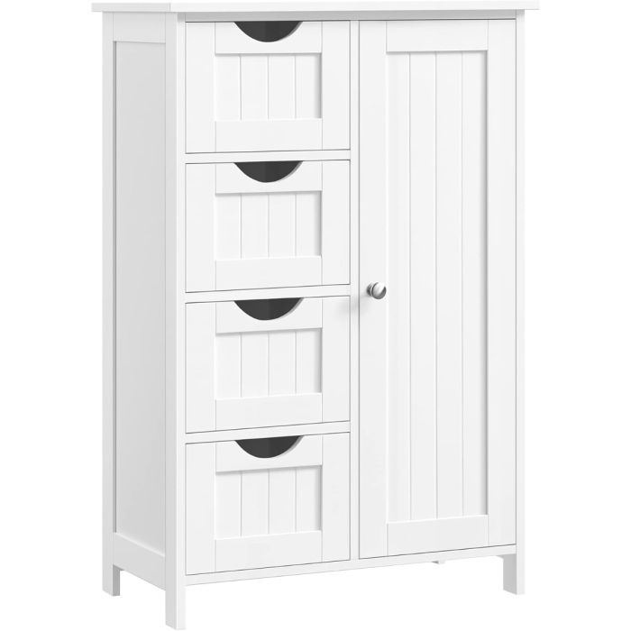 Badezimmerschrank mit 4 Schubladen und Tür Weiss