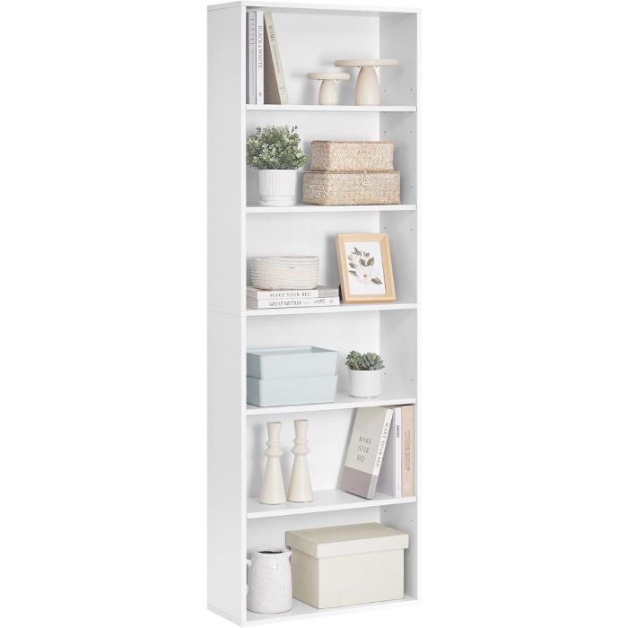 Bücherregal 6-stöckig Offenes Standregal Wolkenweiss, 24 x 60 x 178,5 cm