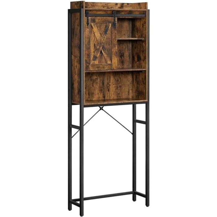Toilettenregal mit Schrank Industrie-Design vintagebraun