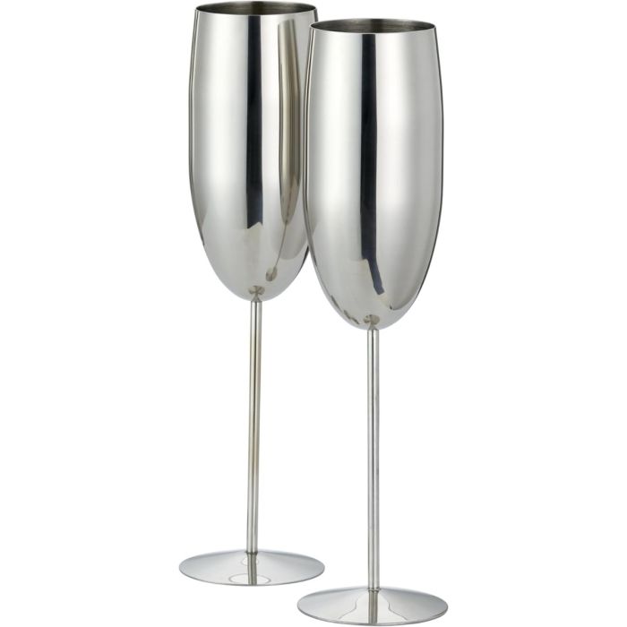 Edelstahl Sektgläser Flute Silber 2er-Set