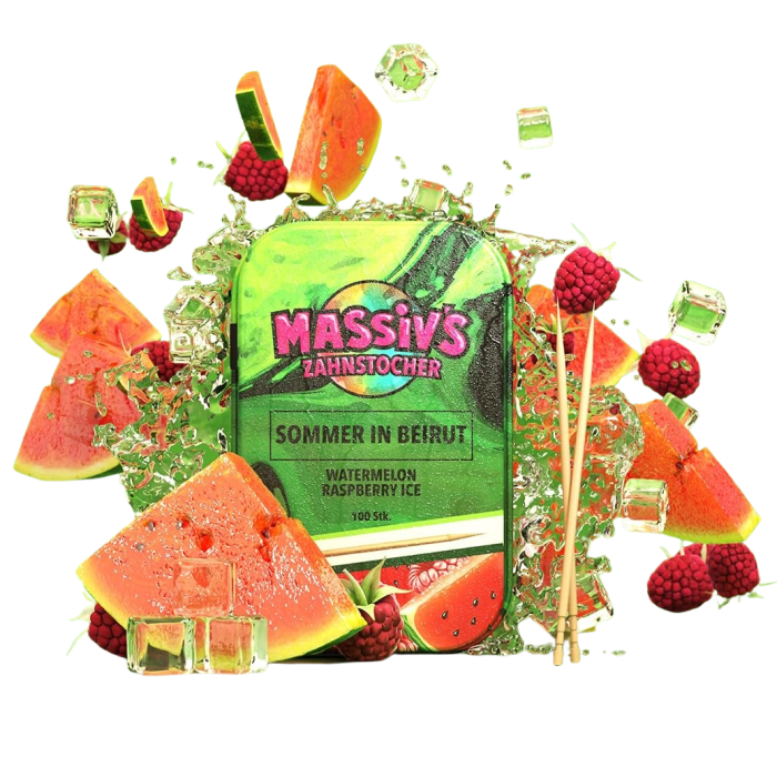 Massiv's Sommer in Beirut Zahnstocher mit Geschmack Watermelon Raspberry Ice in Metalldose